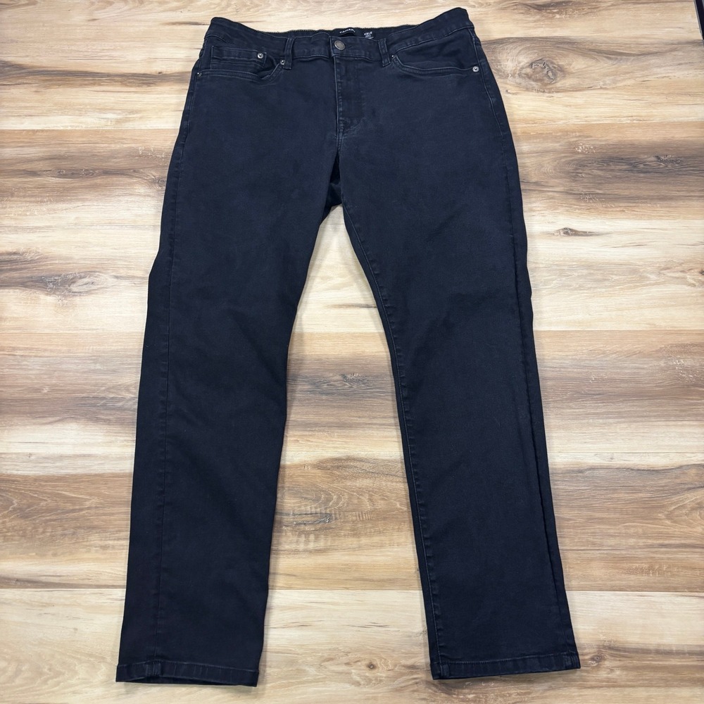 Tahari Jeans Mens 36x32 Minimalist Cotton Blend Stretch Straight Leg Black Denim